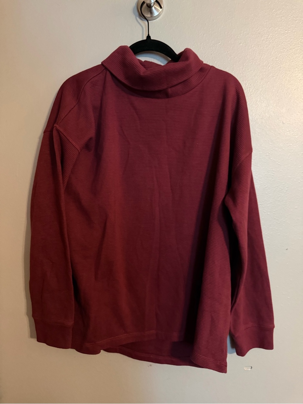 Lands’ End 2XL Burgundy Waffle Knit Cowl Neck Pullover Top